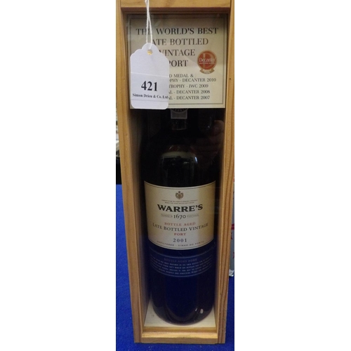 421 - A presentation bottle of Warre's Late Bottled 2001 Vintage Port