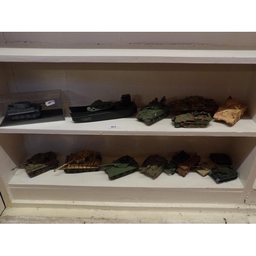 463 - A selection of model military tanks and other military vehicles