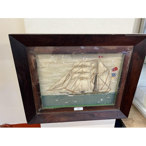 122 - A nineteenth century wool work picture depicting the ship 'Donald'