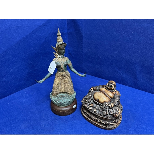 93 - A figure of a seated Buddha together with a model of a Tibetan Goddess