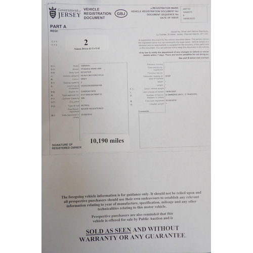 2 - A 2015 Yamaha YP250 X-MAX scooter J64732, odometer reading 10,190 miles - ABS light illuminated