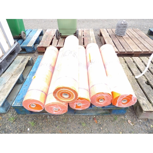 34 - Six rolls of orange fibre glass mesh