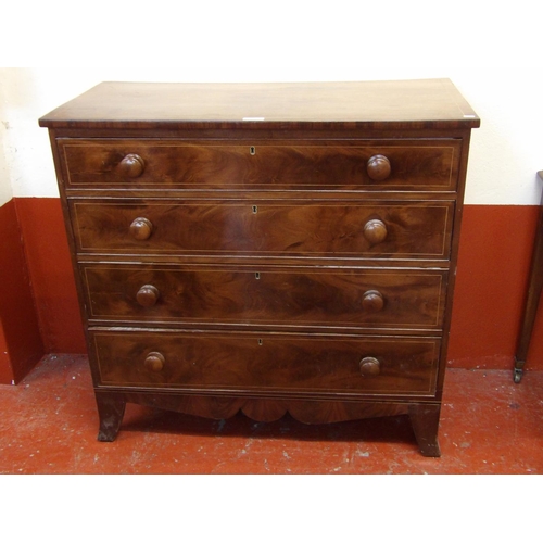 150 - A mid nineteenth century mahogany Jersey chest of four long graduated drawers