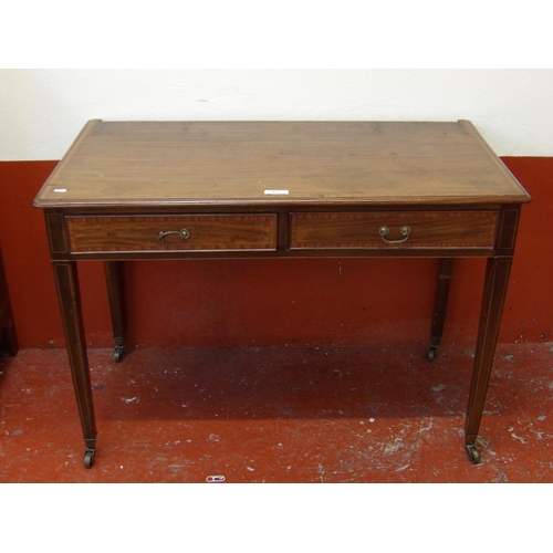 152 - A late nineteenth century inlaid mahogany side table fitted two short drawers