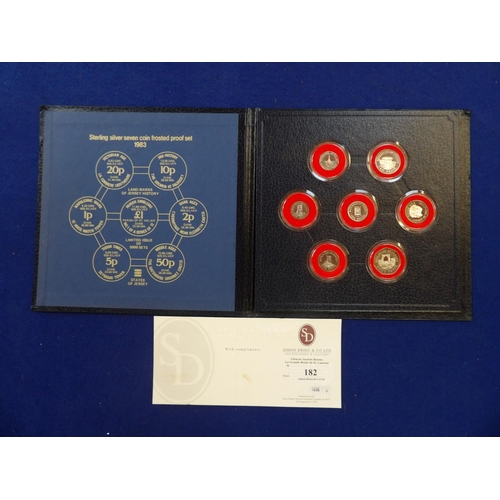 182 - A States of Jersey sterling silver seven coin frosted proof set dated 1983