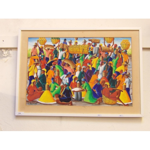 258 - Exotic market scene signed D.Rouanez, mixed medium