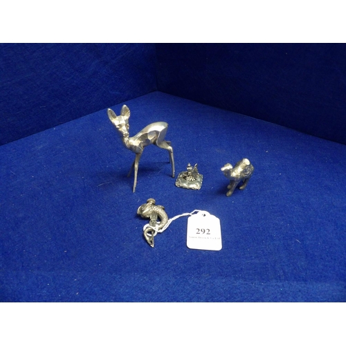 292 - Four silver plated animal ornaments