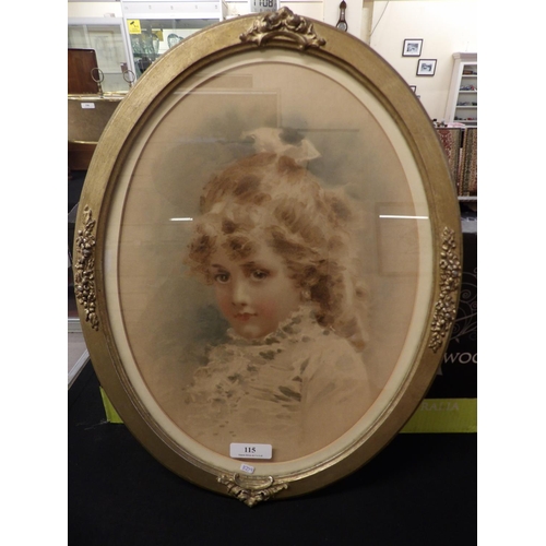 115 - Ann Bramley circa 1860 a gilt framed oval portrait picture