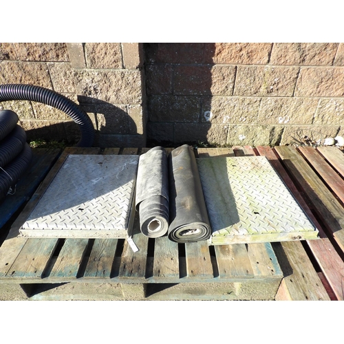 16 - Two galvanised manhole covers and frames together with two rolls of DPC