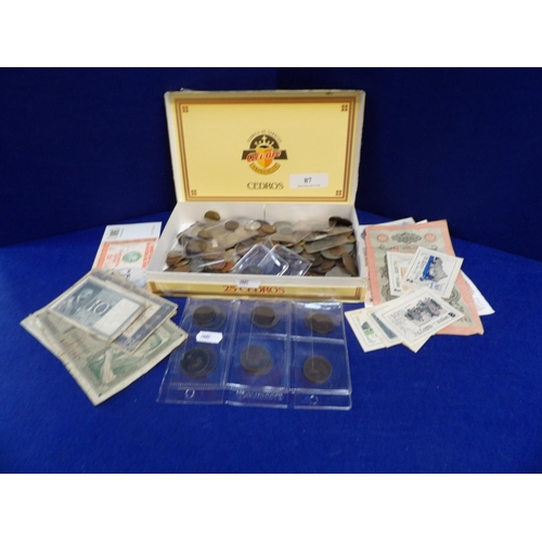 87 - An accumulation of vintage coinage and bank notes