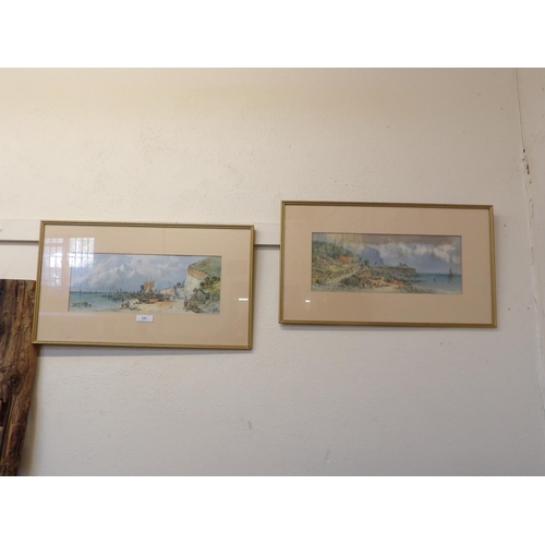 143 - A pair of vintage gilt framed pictures depicting shorelines