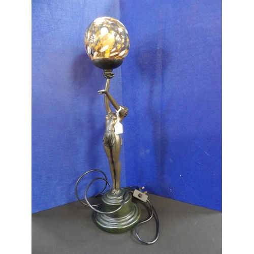 173 - A bronzed figural table lamp modelled in the Art Deco style