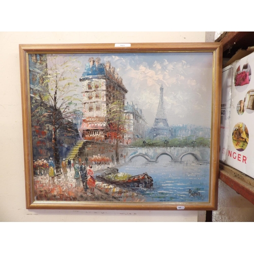 282 - Parisian Scene signed Burnett, oil on artist's board