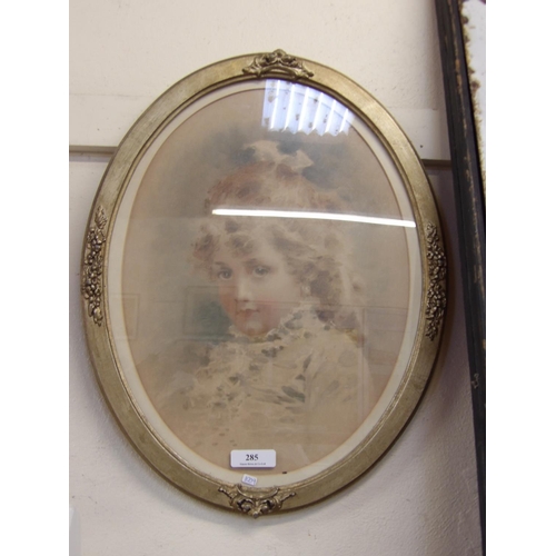 285 - Ann Bramley circa 1860 a gilt framed oval portrait picture