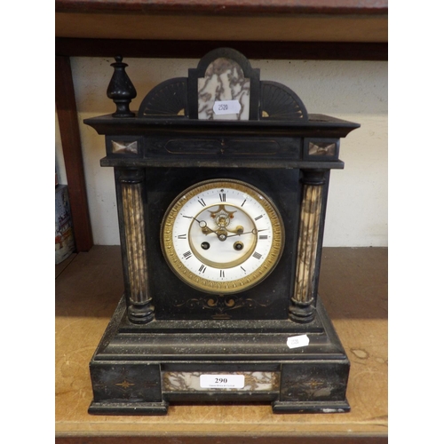 290 - A nineteenth century slate mantle clock