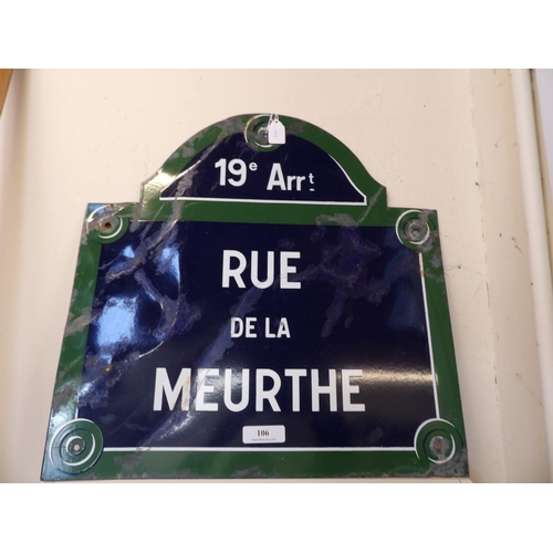 106 - A vintage French enamel road name sign