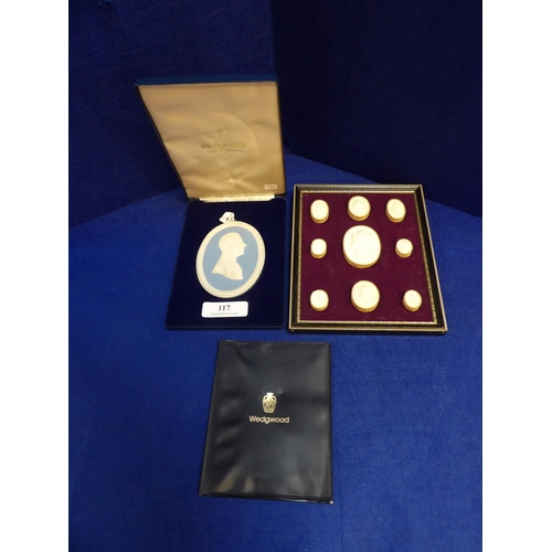 117 - A Wedgwood jasper ware Earl Mountbatten oval plaque in fitted box complete with documentation togeth... 