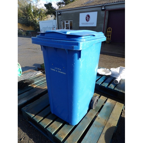 52 - A blue PVC wheelie bin