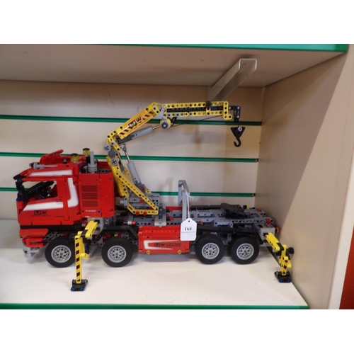 164 - A large Lego Technic model of an eight wheel crane lorry - no. 8258