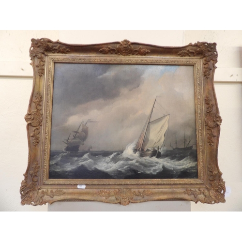 175 - Galleons under sail in a stormy sea