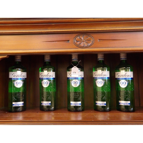 178 - Five bottles of Gordon's alcohol free gin