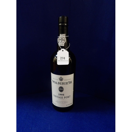 231 - A bottle of Warre's 1994 Vintage Port