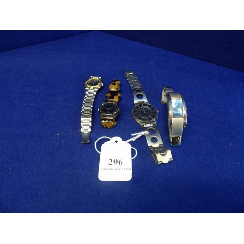 296 - Two Gucci wrist watches together with two Swatch wrist watches