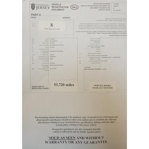 8 - A 2007 Subaru Tribeca 3.0 SUV J102006 (petrol/automatic), odometer reading 53,720 miles