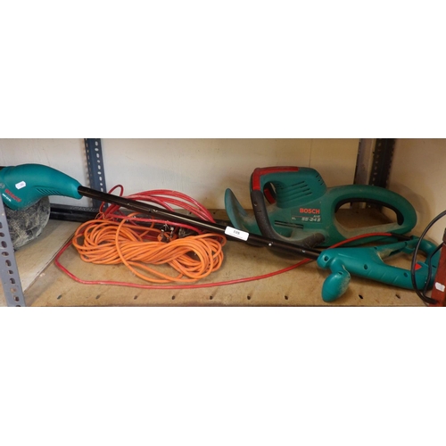 108 - A Bosch electric hedge cutter together with a Bosch strimmer