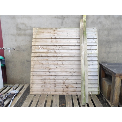 47 - Three timber fencing panels together with two posts