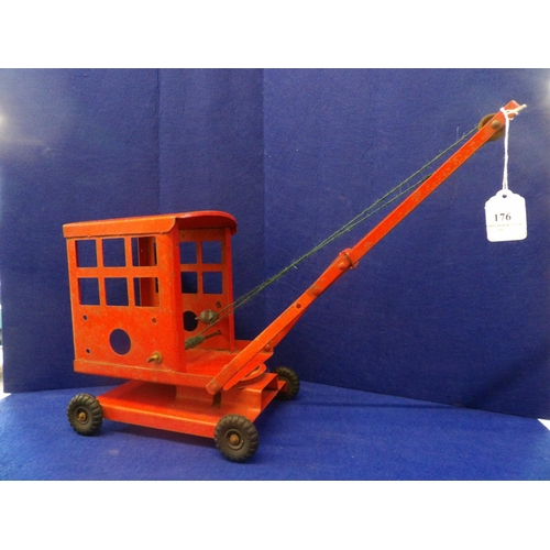 176 - A mid century Triang tin plate toy crane