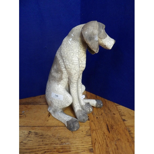 240 - A large Lawson Rudge Raku fired model of a seated dog