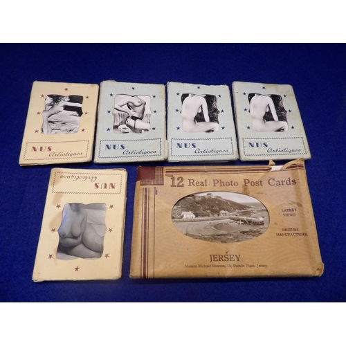 280 - A range of vintage photo postcards together with five sets of nude artiste picture cards