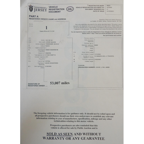 1 - J9923 - A four digit registration mark assigned to a 2002 BMW 320i SE 2.2 four door saloon, odometer... 