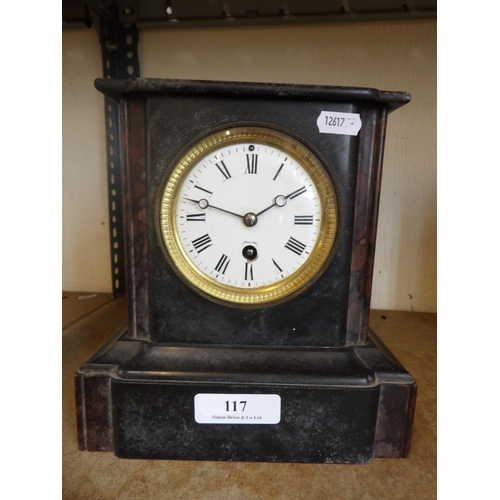 117 - A nineteenth century slate cased mantle clock