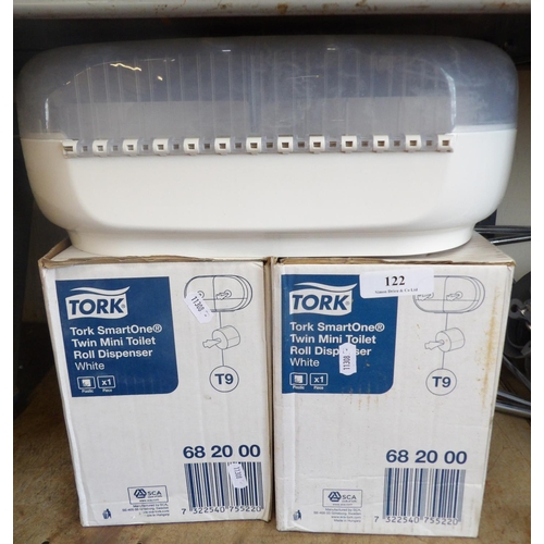 122 - Two Tork twin mini toilet roll dispensers