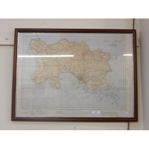 175 - A framed Ordinance Survey map of the Island of Jersey