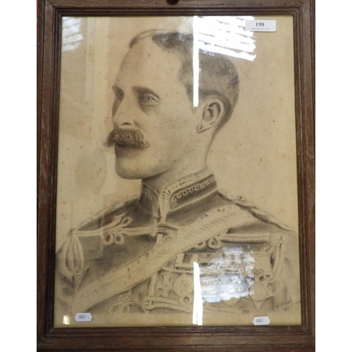 198 - A framed pencil portrait of Col. Foot a Jersey Militia Man