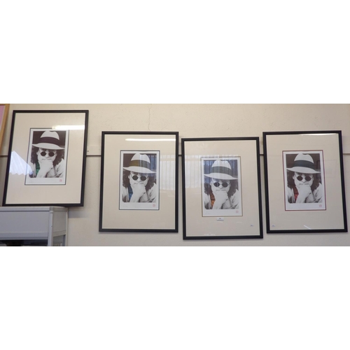 201 - A set of four silk screen portrait suite of John Winston Lennon, suite no 209/300, signatory: Yoko O... 