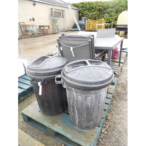 77 - Two PVC dustbins complete with lids