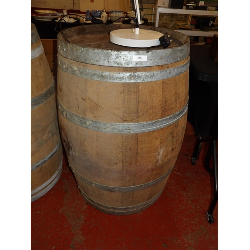 306 - A metal bound oak cask