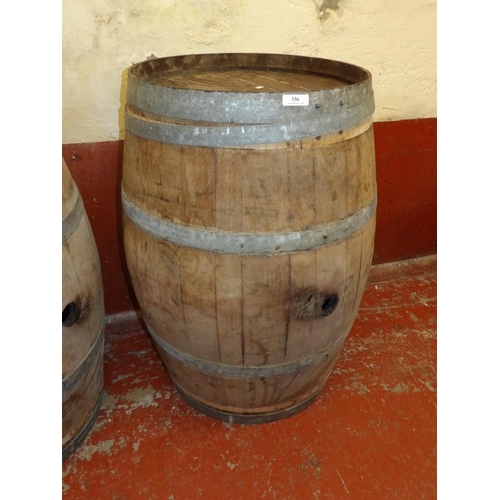 336 - A metal bound oak cask