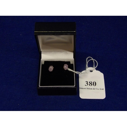 380 - A pair of 9 carat gold lavender jade earrings