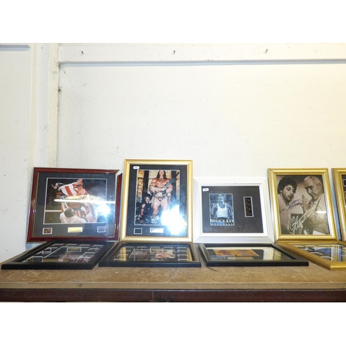 401 - Various framed limited edition film cells pertaining to many movies together with various signed pho... 