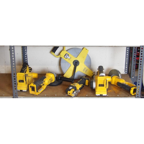 100 - Five DeWalt cordless power tools (base units only) together with an RST fibre glass tape