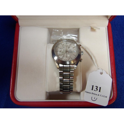 131 - An Omega Speedmaster automatic chronograph wrist watch (39mm case) with box and documentation