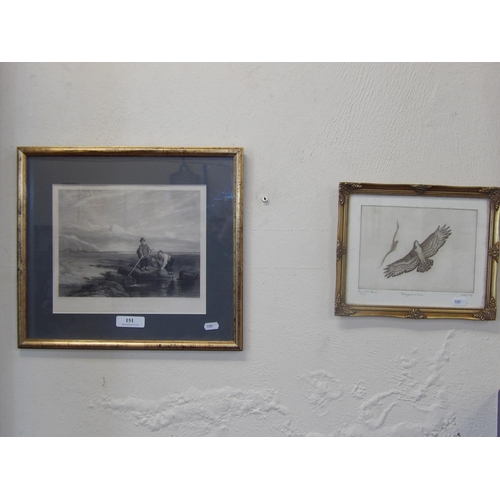 151 - The Prawn Fishers, a framed engraving together with Buzzard and Crow an artist's proof