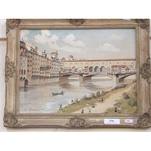 156 - Pontevechio, Venice by E. Bianchini, oil on canvas