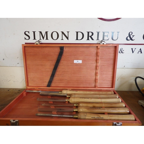 93 - A boxed set of six Axminster wood turning chisels