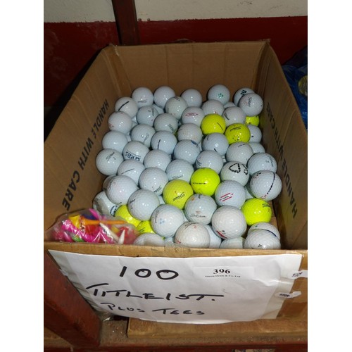 396 - A quantity of Titleist golf balls (circa 100) together with a quantity of tees